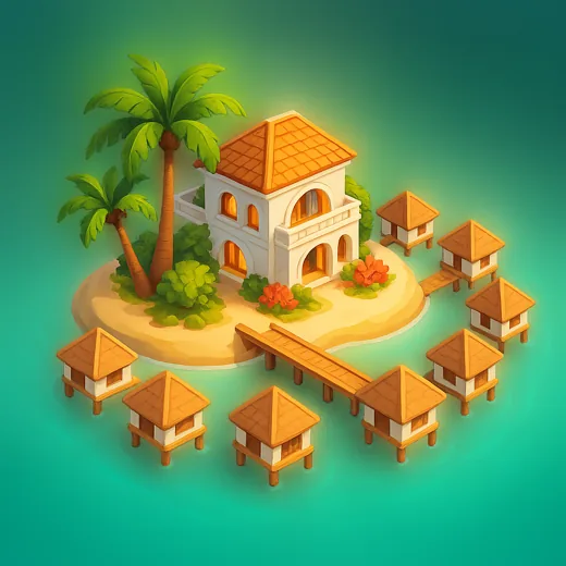 Maldives overwater bungalow resort diorama